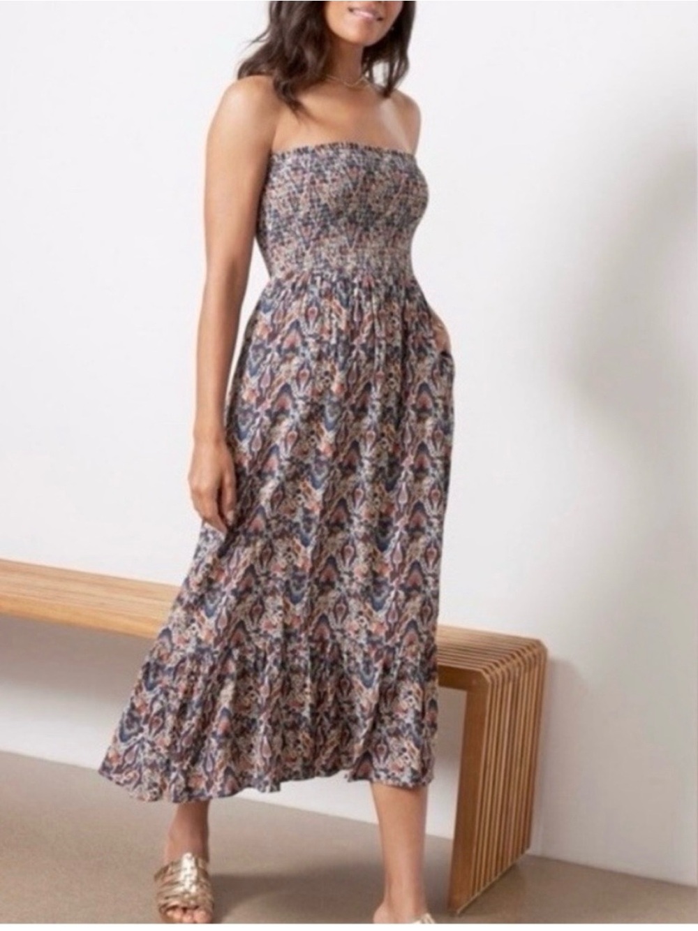 Evereve Laine Midi Strapless Dress